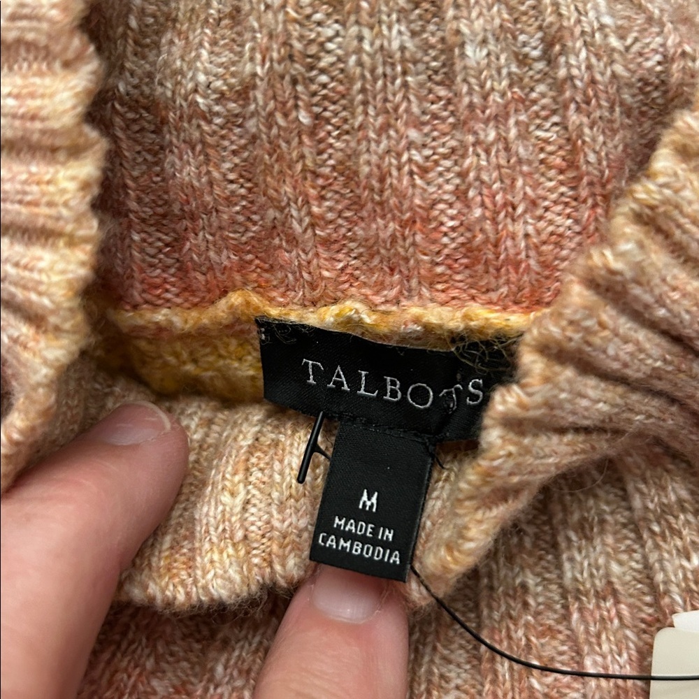 Talbots multicolored mock neck button sweater Siz… - image 6